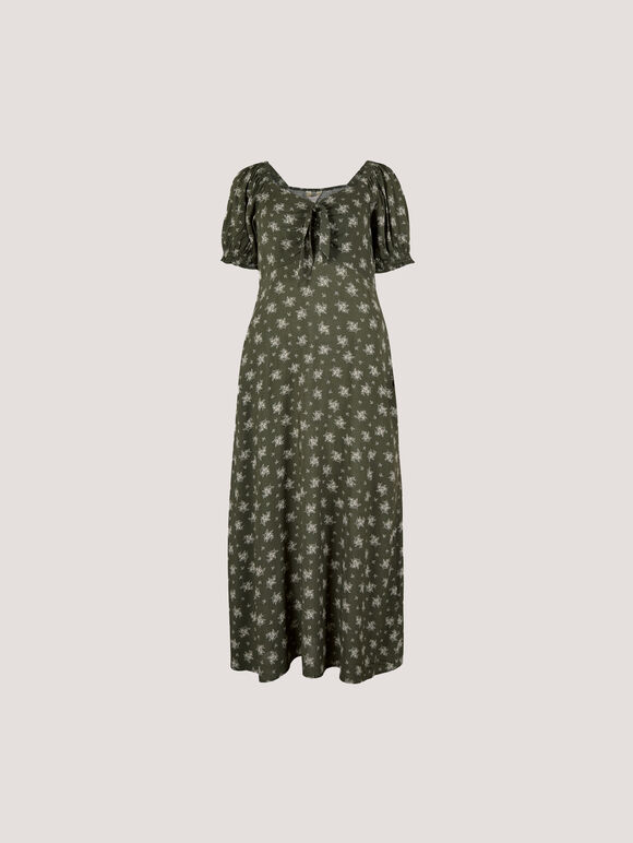 Silhouette Floral Milkmaid Maxi Dress, Khaki, large
