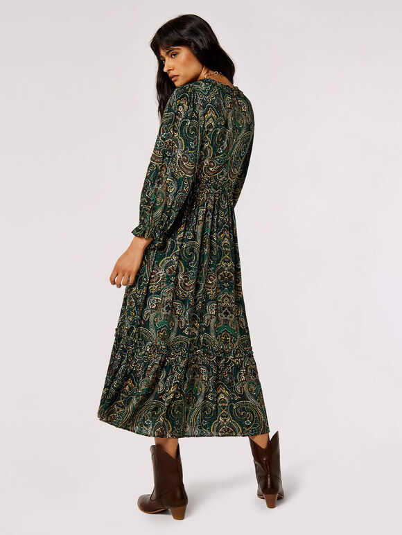Paisley Ruffle Midaxi Dress, , large