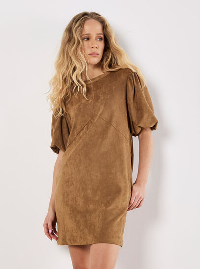 Suede Shift Mini Dress