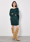 Honeycomb Knit Jumper Mini Dress, Green, large