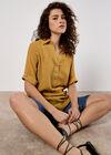 Slub Shimmer Relaxed Blouse, Mustard, large