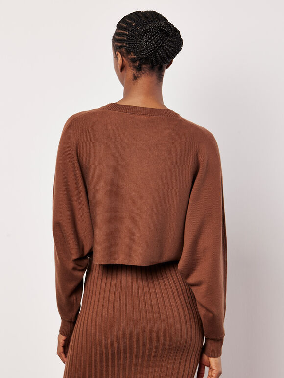 Cropped Batwing Jumper, Rust, large