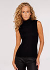 Stud Shoulder Knitted Tank, Black, large