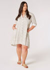 Chevron High-Low Shirt Mini Dress, Stone, large