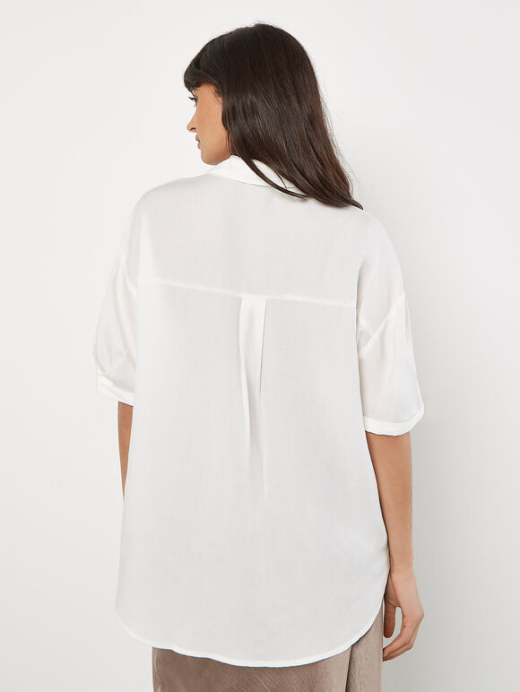 Oversized Slub Shirt, Cream, large