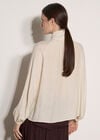 Crinkle Textured Bow Neck Blouse, Stone, large