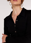 Ruched Mini Shirt Dress, Black, large