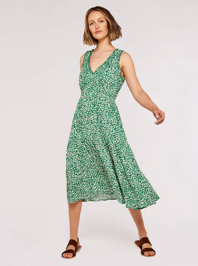Daisy Print Tiered Midi Dress