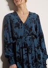 Floral Crepe Midi Dress, Teal, large