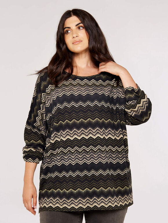 Curve Khaki Side Zip Top, Khaki, large