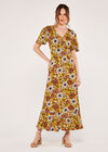 Floral Angel Sleeve Dress, Yellow, large