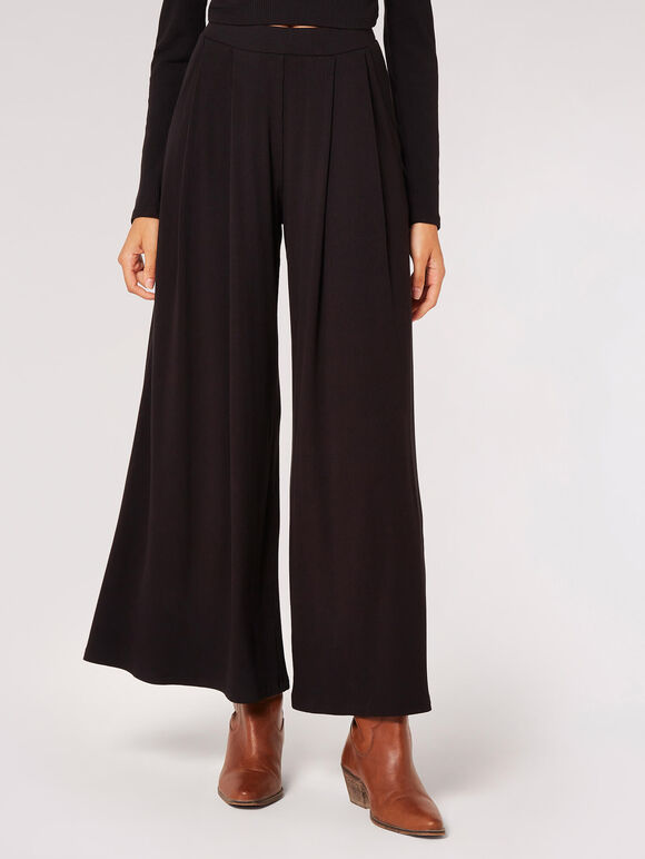 Ribbed Knit Palazzo Trousers