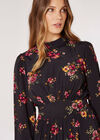 Floral Bouquet Midi Dress, Black, large