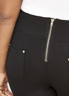Zip Detail Ponte Trousers, Black, large