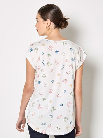 Colourful Tropical Print Jersey T-Shirt