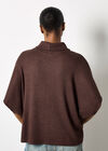 Roll Neck Ribbed Cape, Brown, large