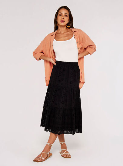 Broderie Anglaise Midi Skirt