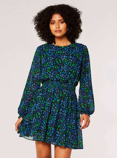 Animal Print Chiffon Mini Dress