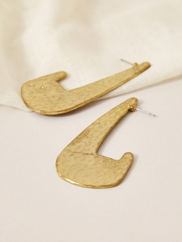 Gold Tone Abstract Earrings, Assorted, large