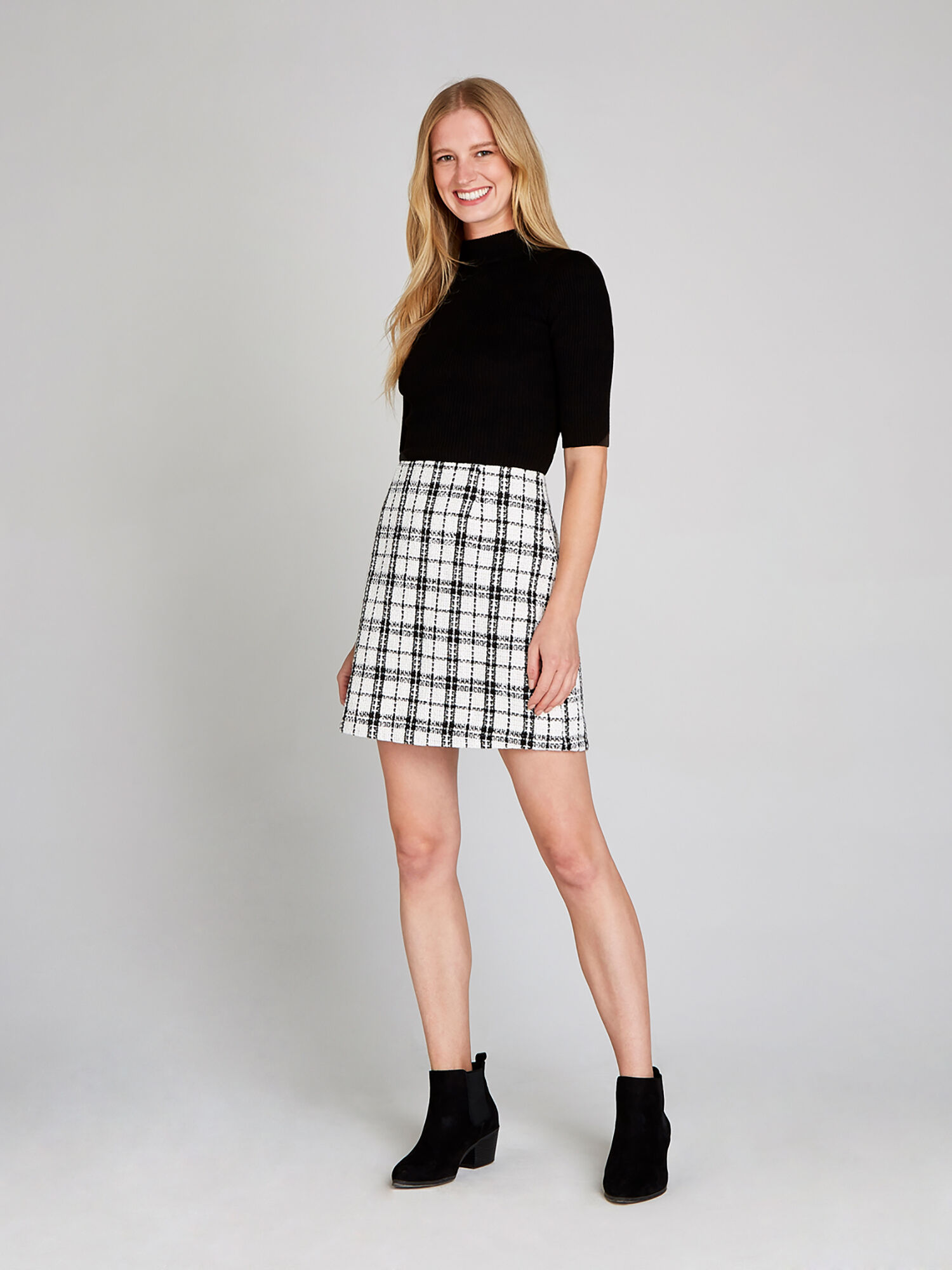 Checkered skirt cream shop