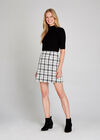 Textured Window Check Mini Skirt, Cream, large