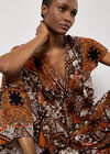 Patchwork Ruffle Tiered Midi Dress, Orange, large
