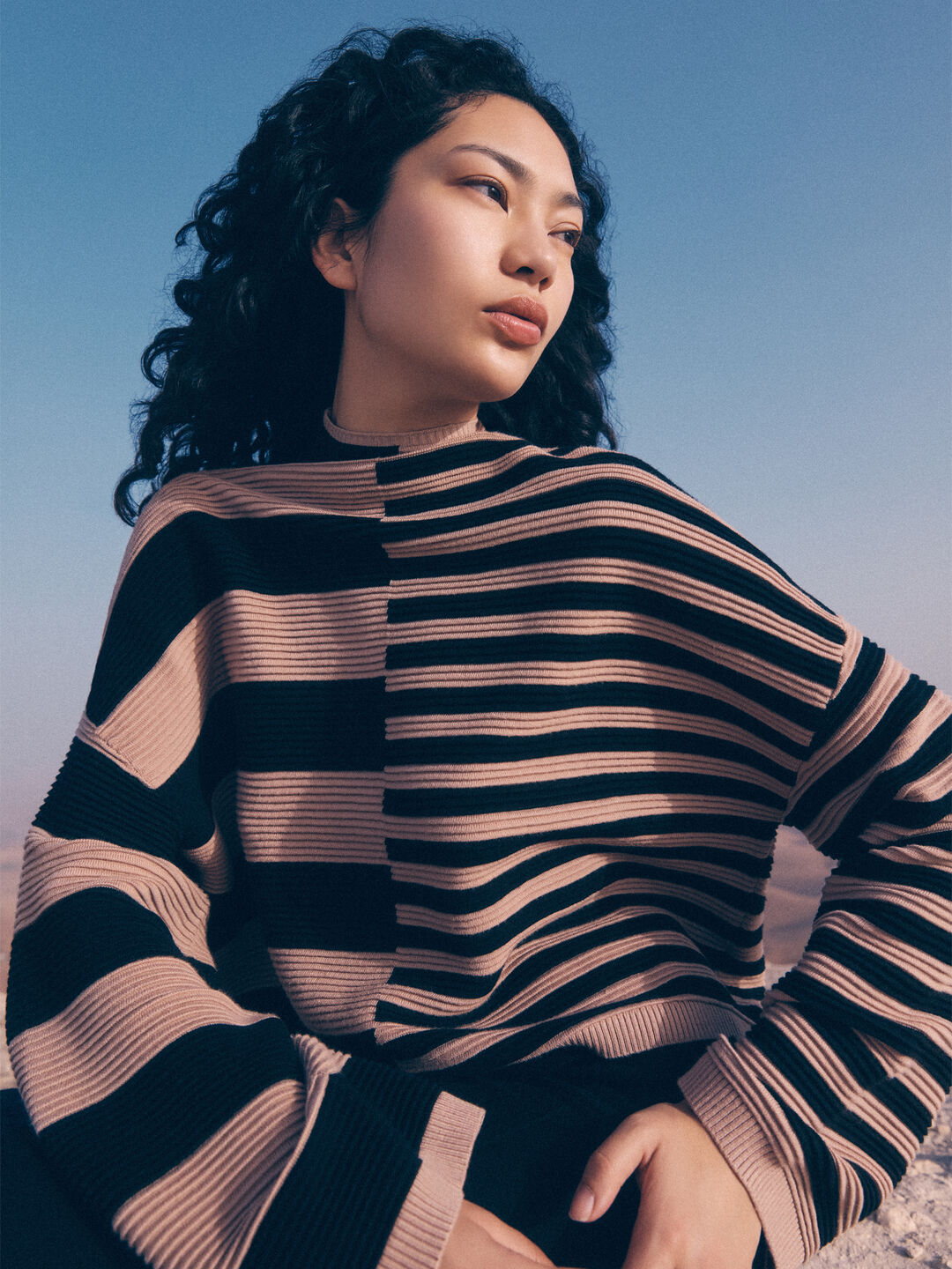 Image of Mixed Stripe Ottoman Rib Knit Jumper