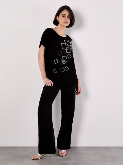 Scattered Squares Rhinestone T-Shirt