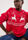 Reindeer Chunky Cable Knit Jumper, Red, large