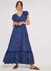 Floral Maxi Dress with Lace Detail, Blue, large