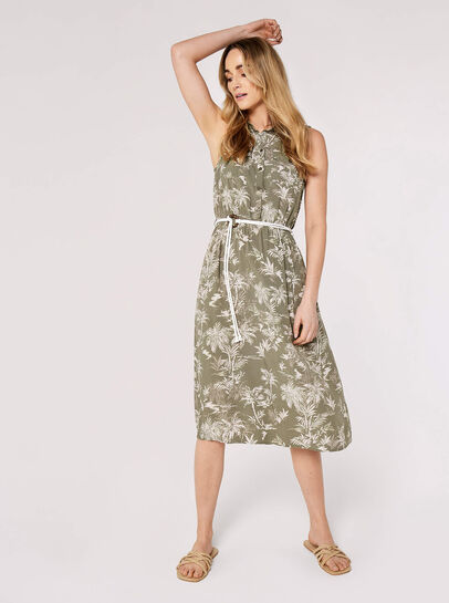 Palm Scene Midi Dress