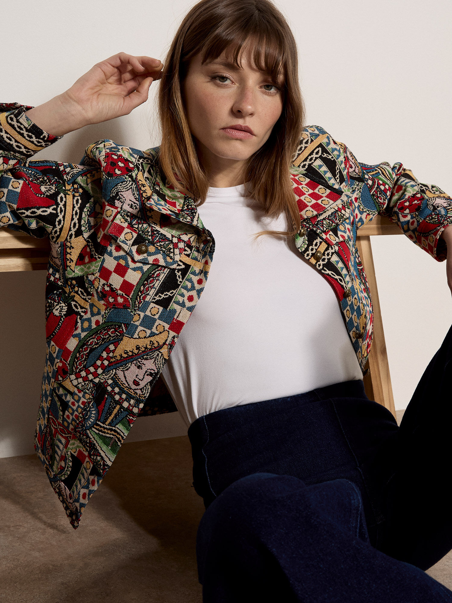 Colourful Card Tapestry Jacket | Apricot Clothing