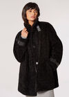 Tight Knit Borg Oversized Coat, Black, large