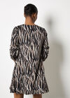 Zebra Knit Swing Mini Dress, Stone, large