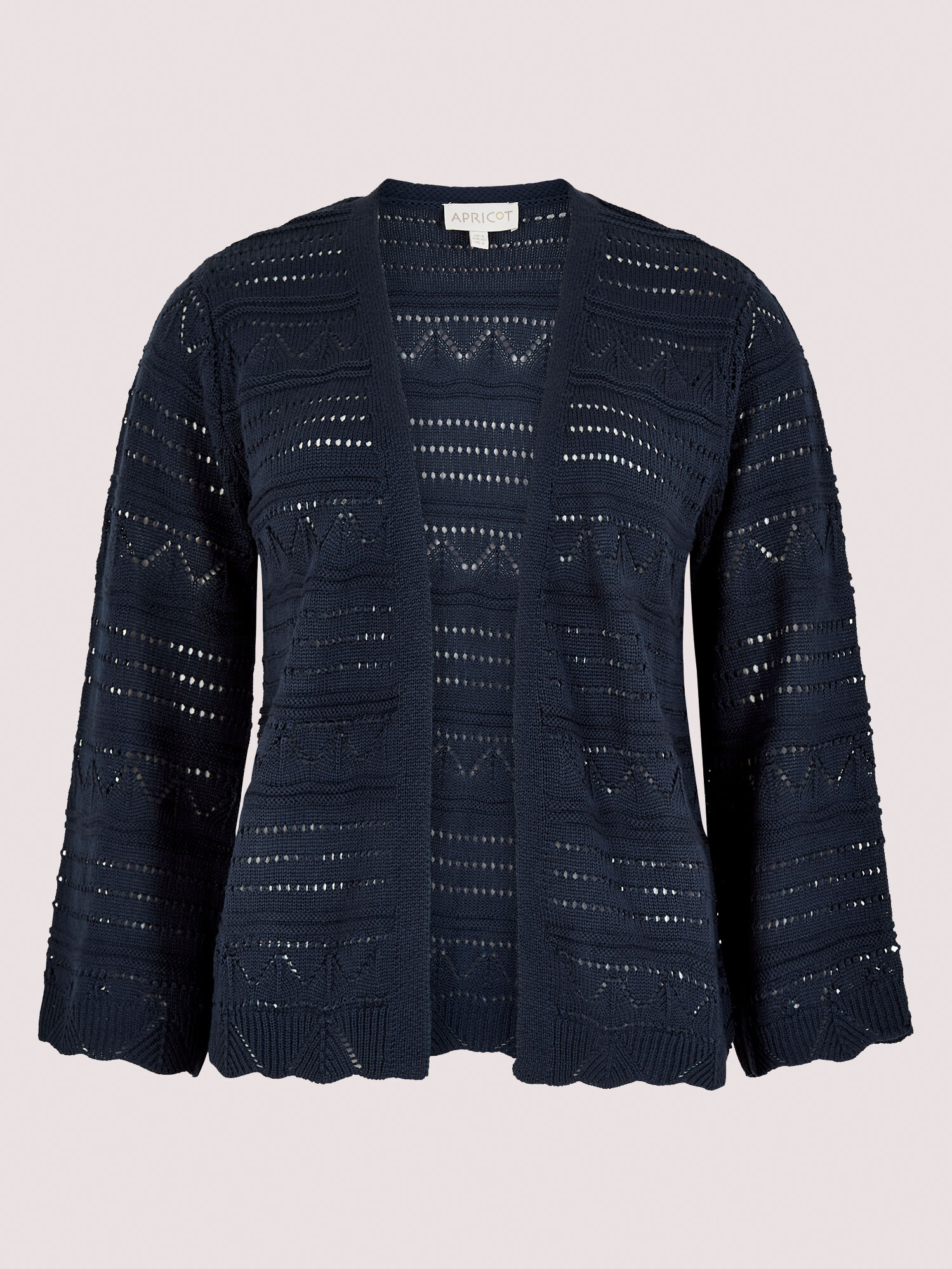 Navy pointelle cardigan top
