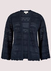 Pointelle Patterned Cardigan, Navy, large