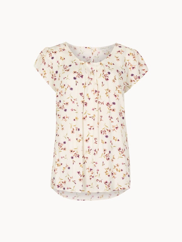 Ditsy Floral Lightweight Top, Cream, large