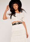 Lace Crochet Skirt, White, large