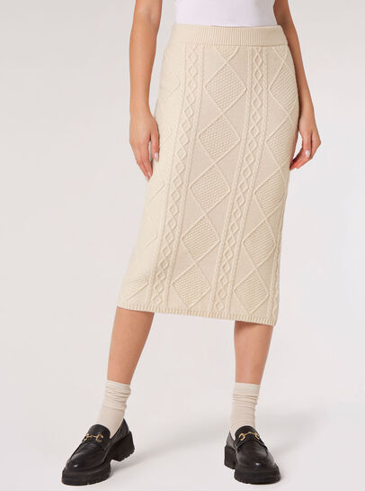 Aran Cable Knitted Midi Skirt