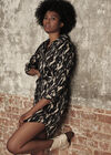 Camo Satin Shirt Dress, Green, large