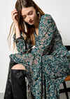 Paisley Print Chiffon Midi Dress, Green, large