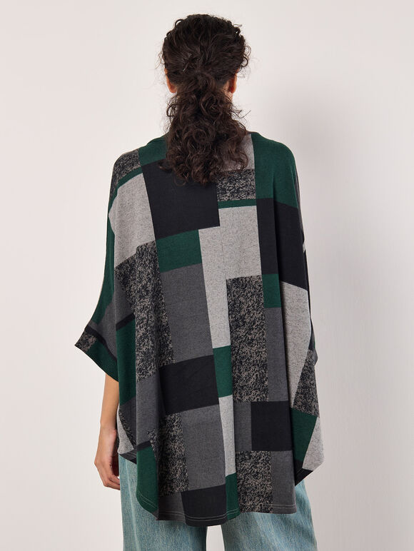 Oversized Colour Block Knit Top, Green, large