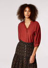 Textured High-Low Shirt, Rust, large