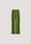 Wide Leg Fluid Cargo Trousers, Green, large