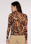 Swirl Funnel Neck Top, Rust, large
