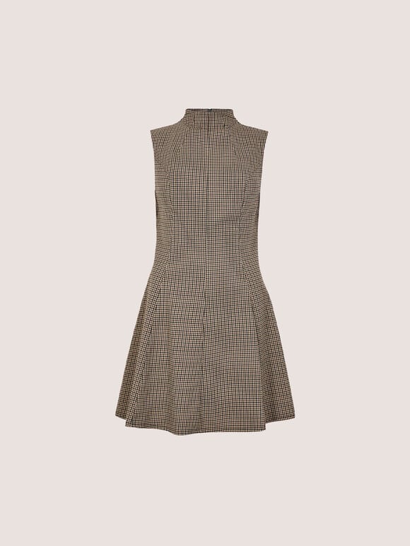 Heritage Check Fit And Flare Mini Dress, Brown, large