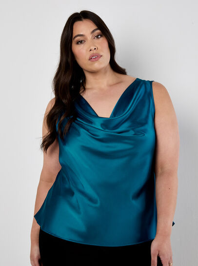 Curve Satin Cowl Neck Top