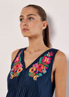 Embroidered Blooms Swing Mini Dress, Navy, large