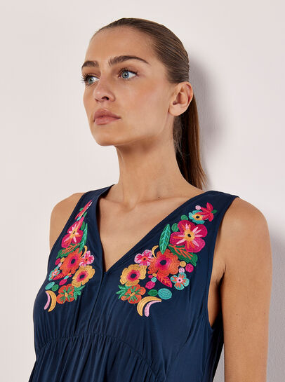 Embroidered Blooms Swing Mini Dress
