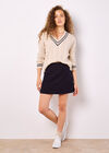 Pinstripe A-Line Skirt, Navy, large